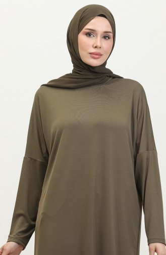 Simple Flowing Relaxed Fit Tunic 8714-01 Dark Khaki 8714-01