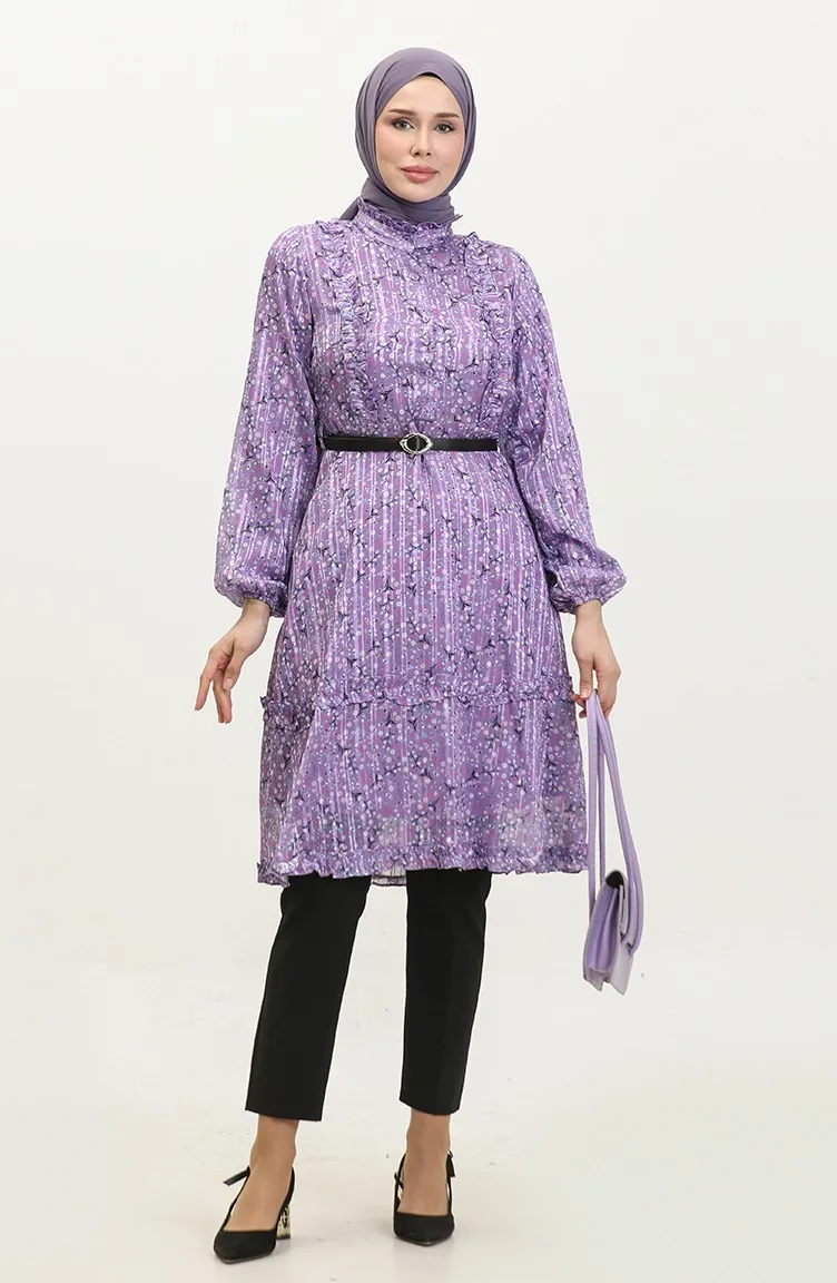 Ruffle Detailed Tunic Lilac T1572 892