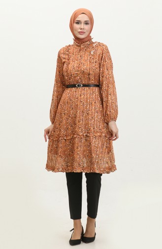 Ruffle Detailed Tunic Tan T1572 894