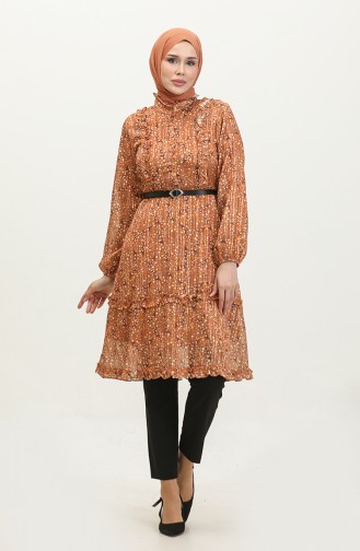Ruffle Detailed Tunic Tan T1572 894