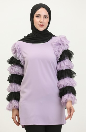 Tunic With Tulle Sleeves Lilac 199 932