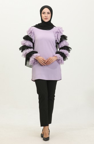 Tunic With Tulle Sleeves Lilac 199 932