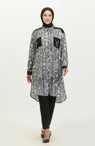Patterned Large Size Tunic Anthracite T1638 941