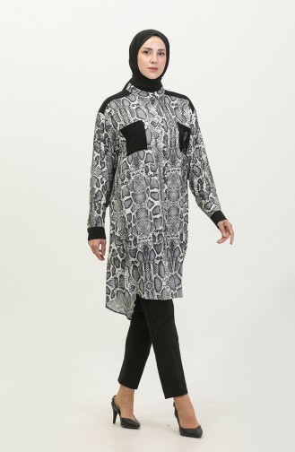 Patterned Large Size Tunic Anthracite T1638 941
