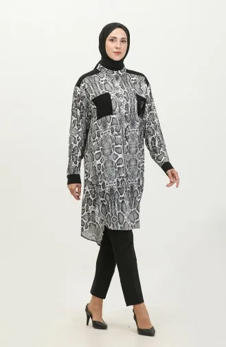 Patterned Large Size Tunic Anthracite T1638 941