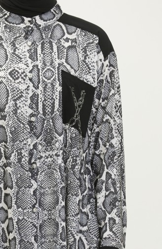 Patterned Large Size Tunic Anthracite T1638 941