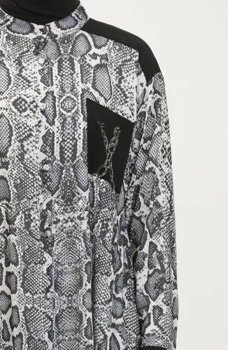 Patterned Large Size Tunic Anthracite T1638 941