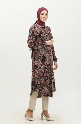 Buttoned Hijab Tunic 0111-06 Purple 0111-06