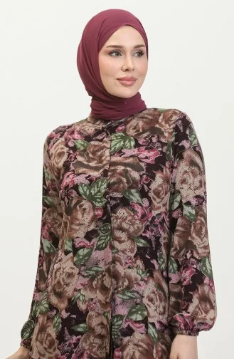 Buttoned Hijab Tunic 0111-06 Purple 0111-06