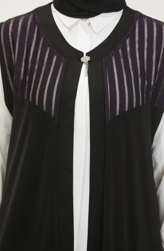 Gilet Long Femme Grande Taille Pierre Transparente 7023 Prune 7023.Mürdüm