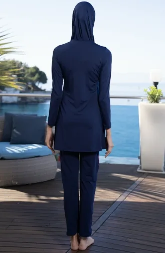 Maillot De Bain Hijab Entièrement Couvert 22900ES-01 Bleu Marine 22900ES-01