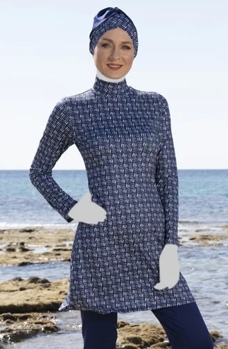 Hijab-badpak 23905E-02 Marineblauw 23905E-02