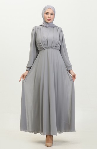 Robe De Soirée Plissée 5422A-01 Gris 5422A-01