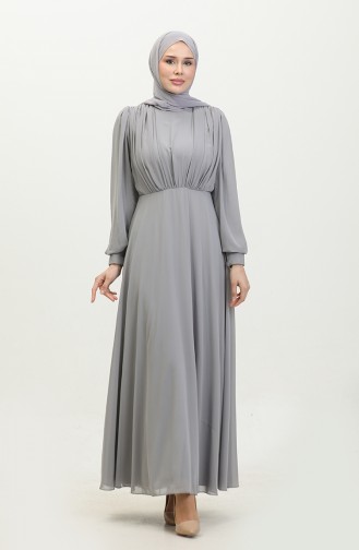 Robe De Soirée Plissée 5422A-01 Gris 5422A-01