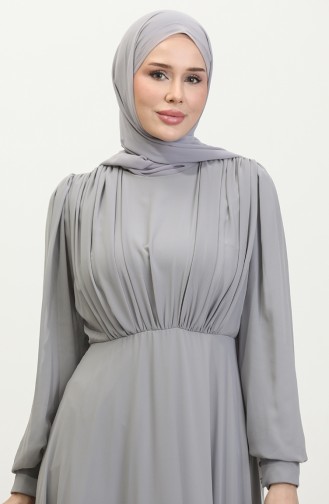 Robe De Soirée Plissée 5422A-01 Gris 5422A-01