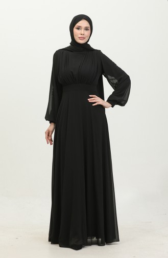 Robe De Soirée Plissée 5422A-03 Noir 5422A-03