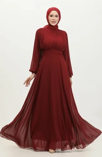 Robe De Soirée Plissée 5422A-04 Rouge Claret 5422A-04