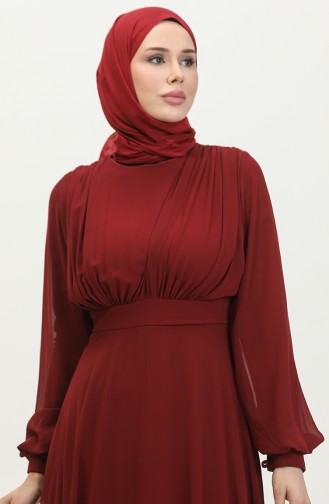 Robe De Soirée Plissée 5422A-04 Rouge Claret 5422A-04