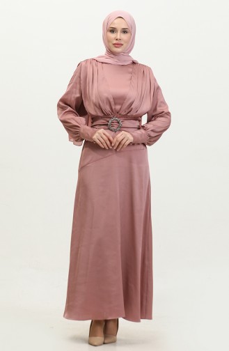 Layered Satin Evening Dress 6001-05 Dried Rose 6001-05