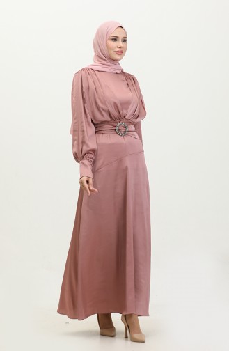 Layered Satin Evening Dress 6001-05 Dried Rose 6001-05