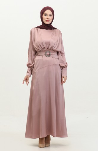 Layered Satin Evening Dress 6001-06 Powder 6001-06