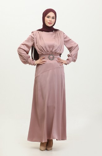 Layered Satin Evening Dress 6001-06 Powder 6001-06