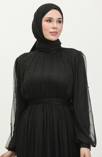 فستان سهرة بلؤلؤ 6233-03 أسود 6233-03