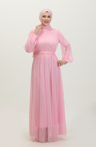 Abendkleid Aus Perlenbesetztem Tüll 6233-04 Rosa 6233-04