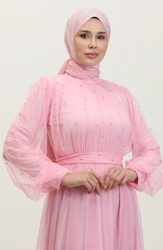 Robe De Soirée Tulle Perlé 6233-04 Rose 6233-04