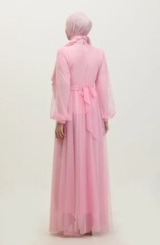 Robe De Soirée Tulle Perlé 6233-04 Rose 6233-04