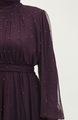 Pearl Tulle Evening Dress 6233-07 Purple 6233-07