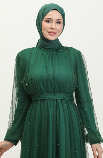 فستان سهرة بلؤلؤ 6233-08 أخضر زمردي 6233-08