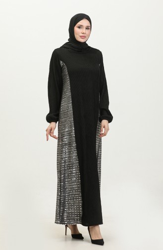 Neva Sequin Garnished Dress 0332-04 Black Gray 0332-04