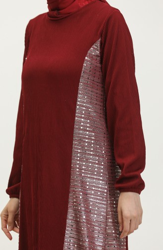 Neva Sequin Garnished Dress 0332-05 Claret Red Silver 0332-05