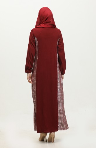 Neva Sequin Garnished Dress 0332-05 Claret Red Silver 0332-05