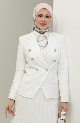 Blazer Ceket Beyaz C1002