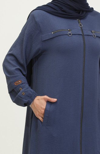 Grote Maat Abaya Voor Dames Met Knoopmouwen Voor De Zomer 5040 Marineblauw 5040.Lacivert