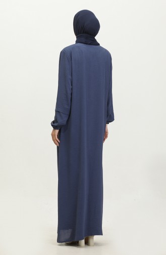 Große Abaya Für Damen Mit Knopfärmeln Für Den Sommer 5040 Marineblau 5040.Lacivert