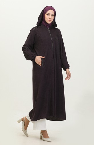 Women`s Large Size Hooded Winter Coat 5150 Plum 5150.Mürdüm