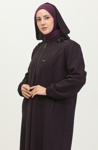 Women`s Large Size Hooded Winter Coat 5150 Plum 5150.Mürdüm
