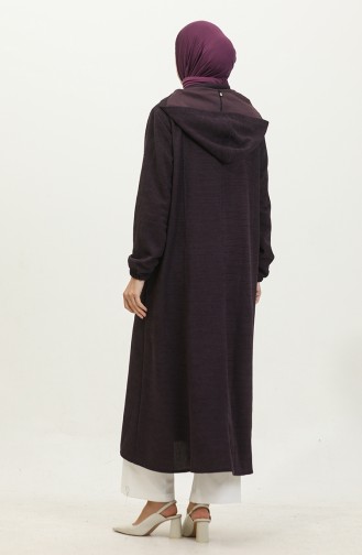 Women`s Large Size Hooded Winter Coat 5150 Plum 5150.Mürdüm