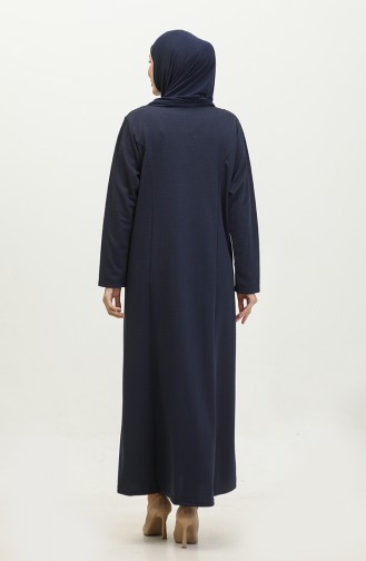 Women`s Large Size Honeycomb Fabric Jacquard Mother`s Dress 4756 Navy Blue 4756.Lacivert