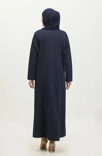 Women`s Large Size Honeycomb Fabric Jacquard Mother`s Dress 4756 Navy Blue 4756.Lacivert