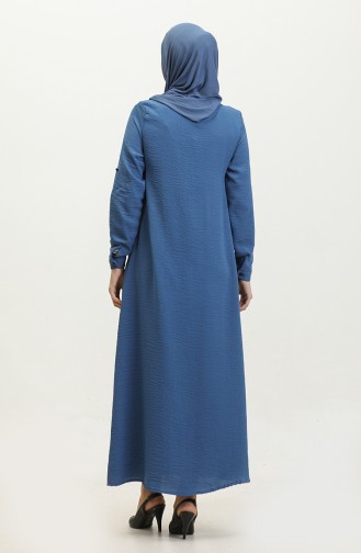 Bedrucktes Detailliertes Kleid Blau 7770 848