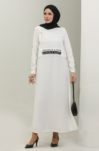 طباعة فستان مفصل أبيض 7770 849