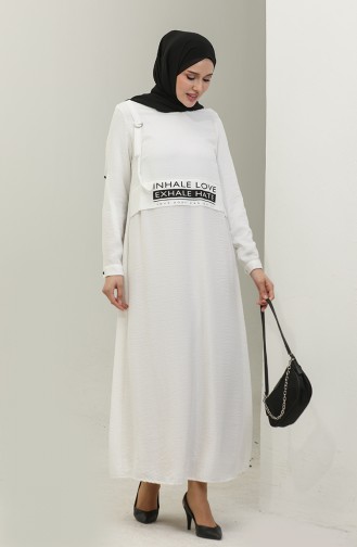 Robe Détaillée Imprimée Blanc 7770 849