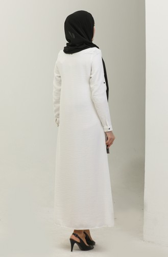 Druckdetailliertes Kleid Weiß 7770 849