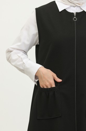 Gilet Long Grande Taille Pour Femmes Ottoman Çelik Tricoté 8403 Noir 8403.siyah