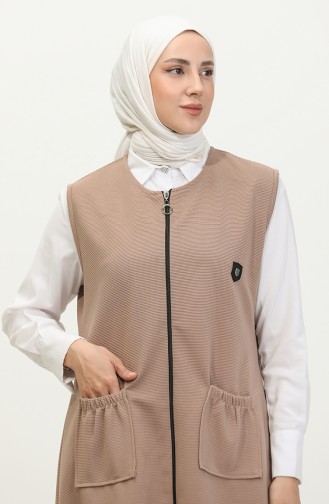 Gilet Long Grande Taille Pour Femmes Ottoman Çelik Tricoté 8403 Vison 8403.vizon