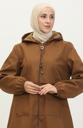 Vêtements Hijab Grande Taille Pour Femmes Trench-Coat Zippé Saisonnier 8639 Tan 8639.TABA